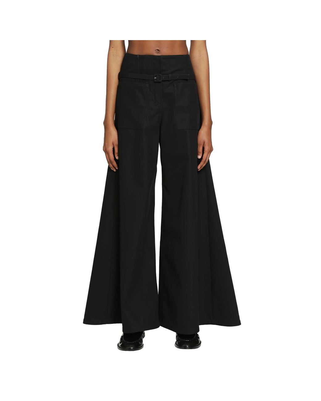 Courreges Black Cotton Canvas Palazzo Pants