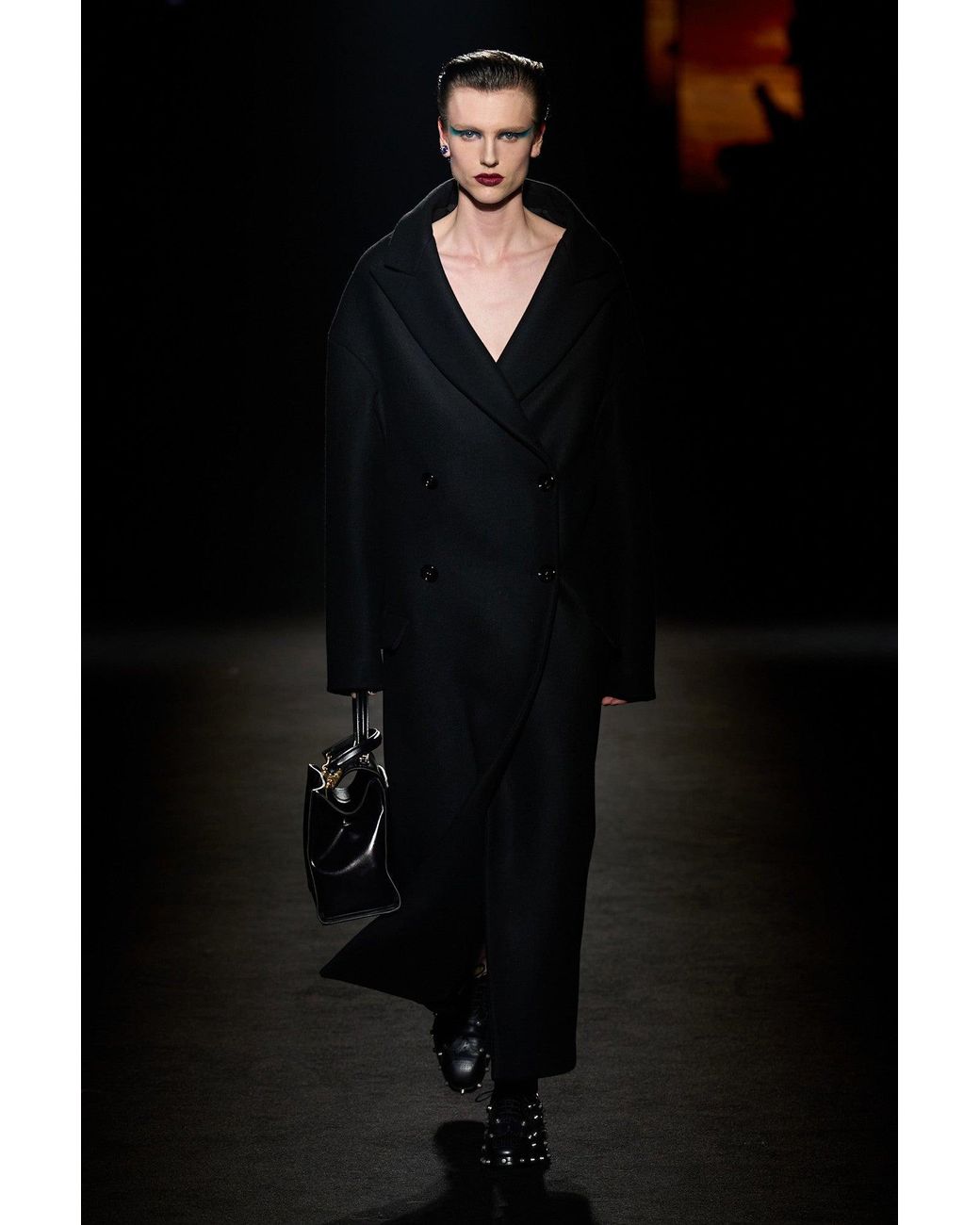 Balenciaga Black Maxi Stola Coat