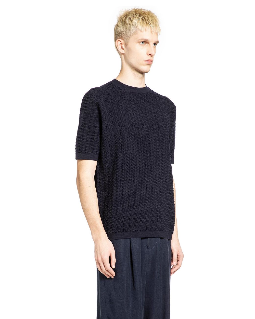 Giorgio Armani Blue Virgin Wool T-Shirt for men