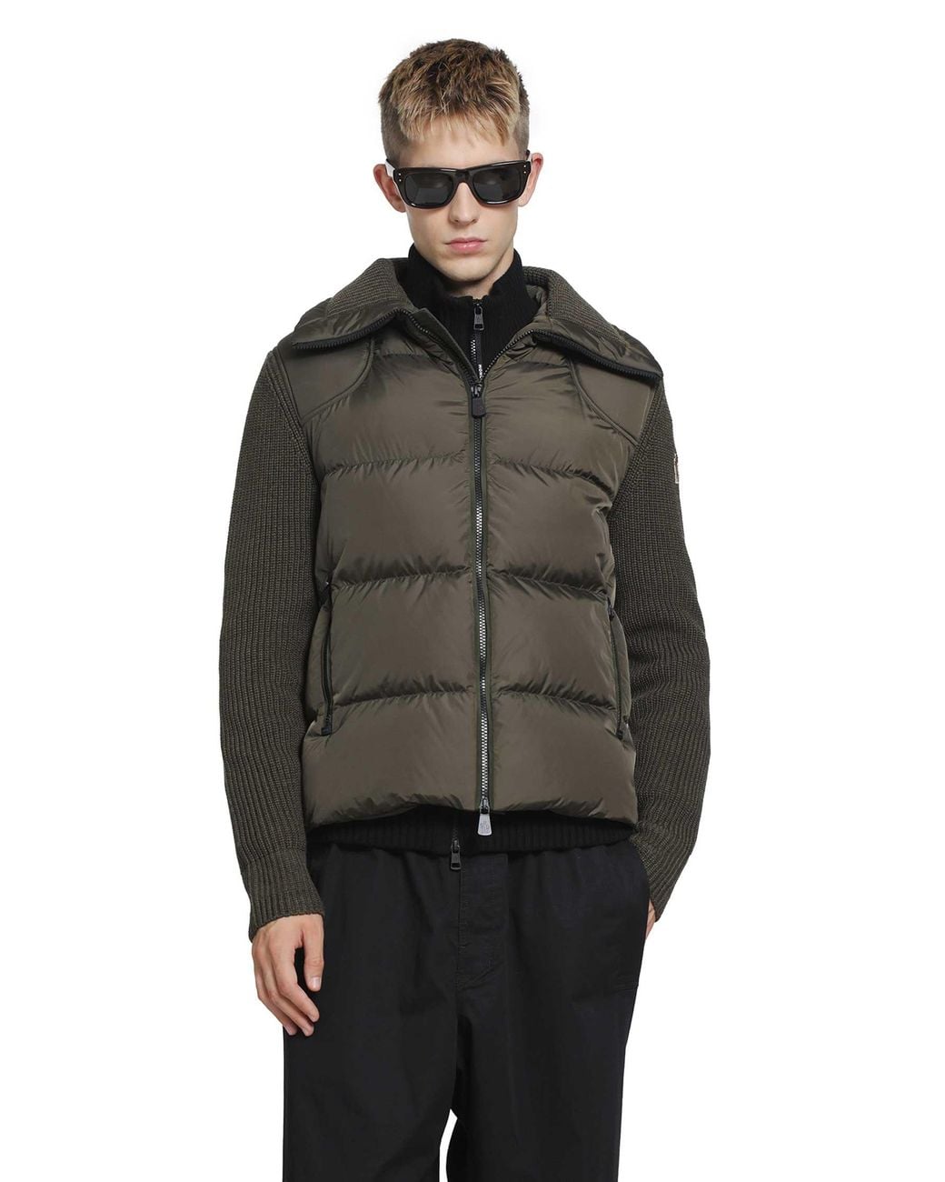 Moncler Gray Padded Wool Zip-Up Cardigan for men