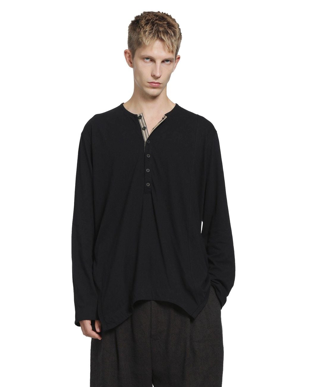 Ziggy Chen Black Classic Henley-Neck T-Shirt for men