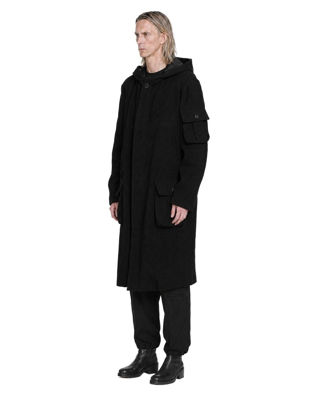 Yohji Yamamoto Black 3-Pocket Hooded Coat for men