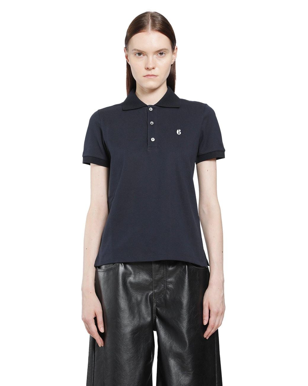 MM6 by Maison Margiela Black Polo Short Sleeve Shirt