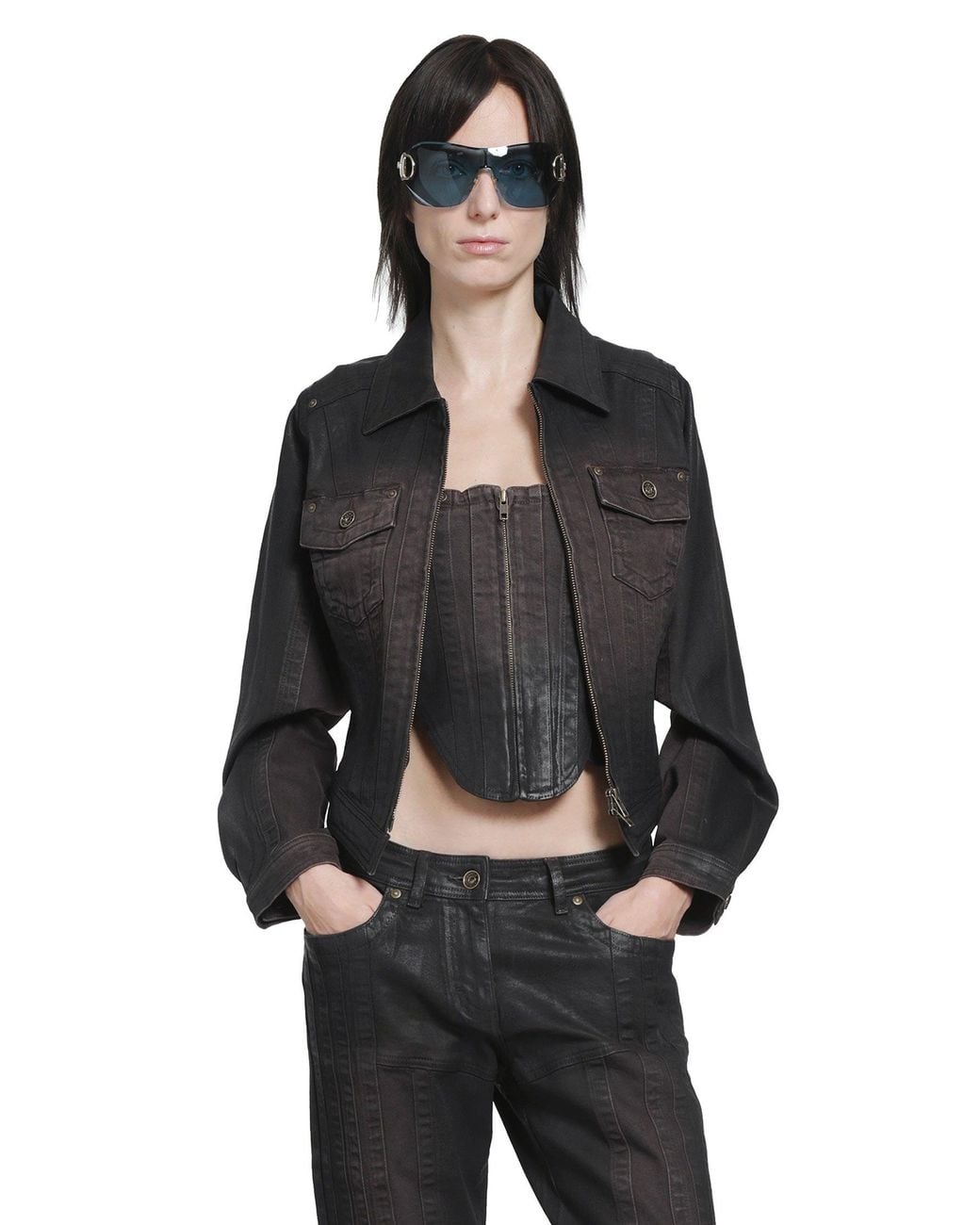 KNWLS Black Alice Gloss Denim Jacket