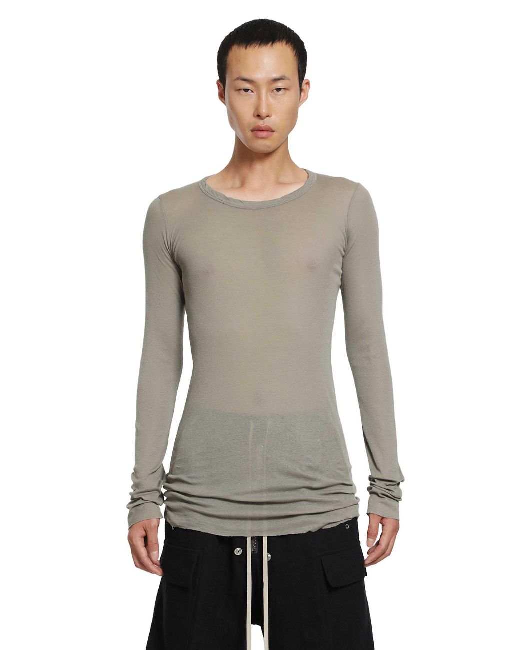 Rick Owens Gray Tower Rib Ls T for men