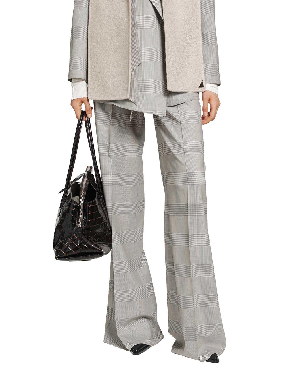 Max Mara Gray Glen Plaid Wool Trousers