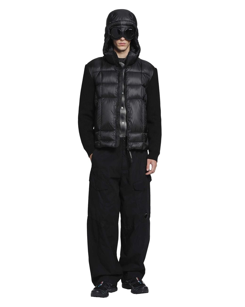 C P Company Black Merino Wool Mixed Goggle Sweater for men