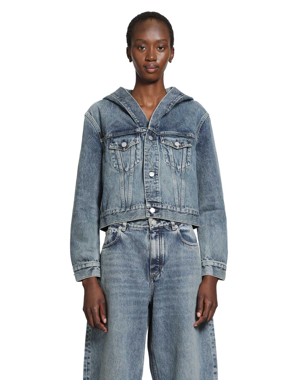Alaïa Blue Hooded Denim Jacket