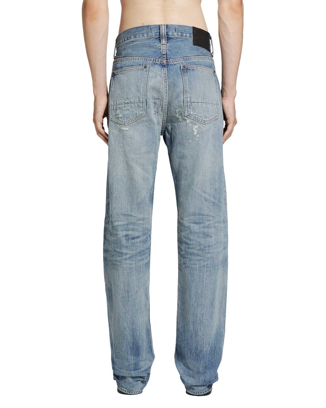 Mastercraft Union Blue Showa Relaxed Natsu Ao Repaired Jeans for men