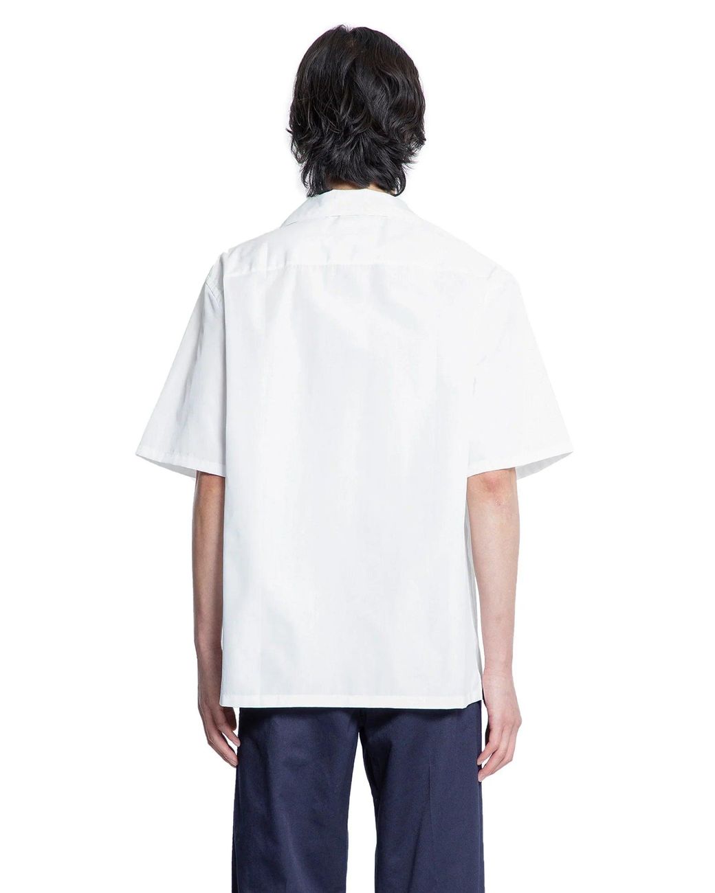 Prada White Cotton Bowling Shirt for men