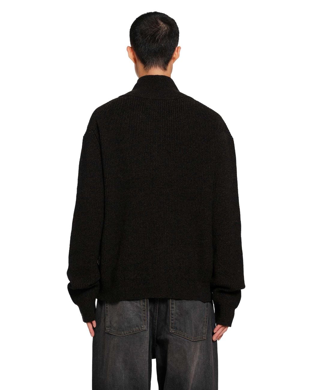 Song For The Mute Black Zip Up Funnel Cardigan for men