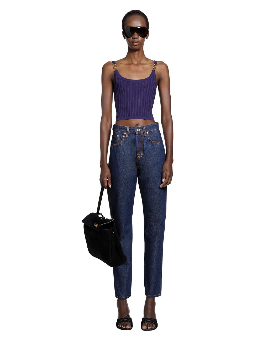 Versace Blue High-Waist Straight Jeans