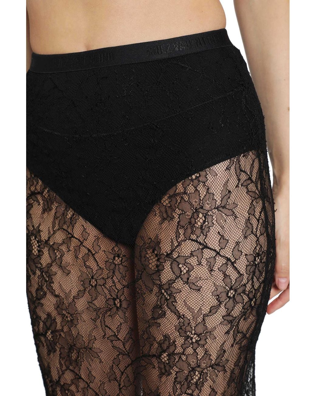 Valentino Black Lace Midi Skirt
