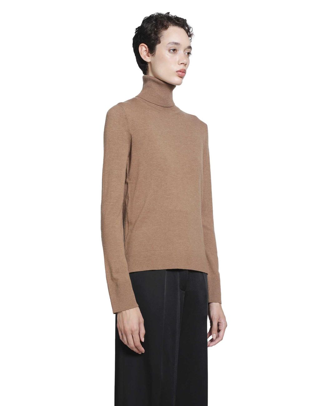 Max Mara Brown Wool Turtleneck Top
