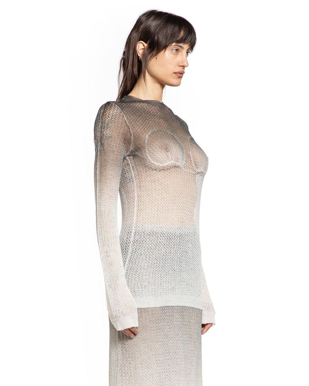 Maison Margiela Gray Sheer Knit Top