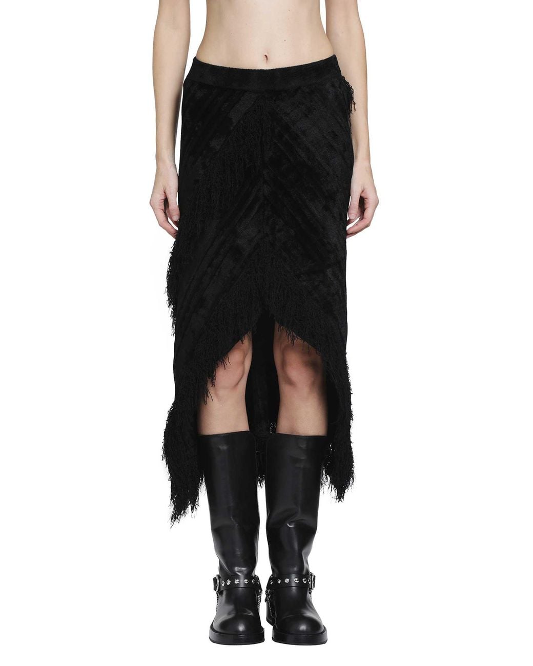 YA YI Black Giselle Fringe Skirt