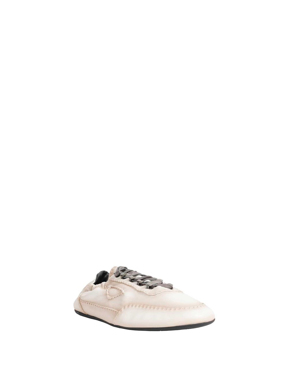 Prada White Collapse Antiqued Nappa Leather Sneakers for men