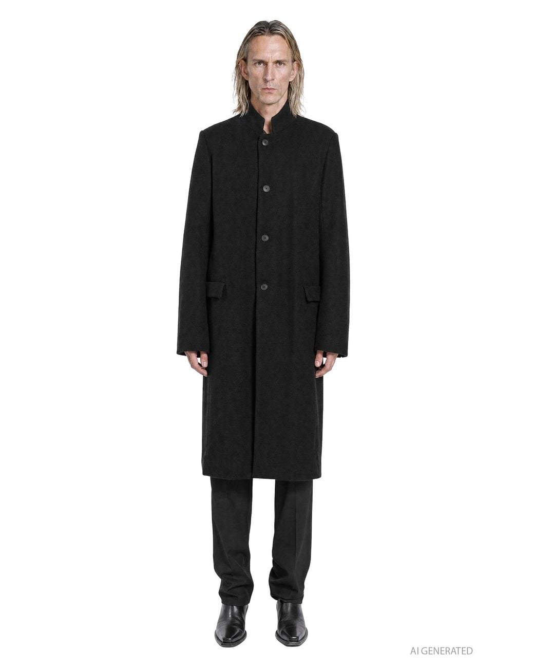 Nicolo' Ceschi Berrini Black Diagonal Double Cashmere Coat for men