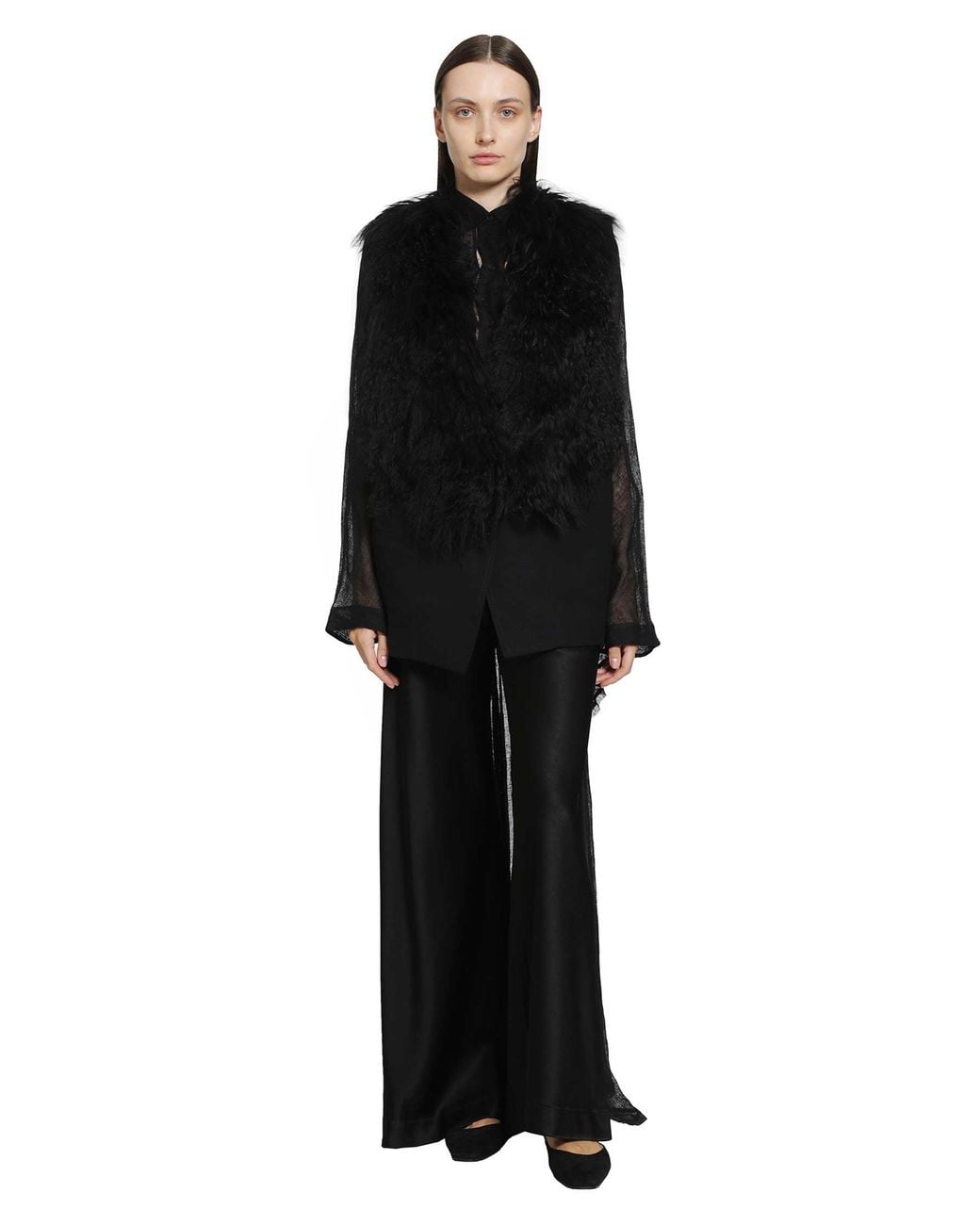 Yehuafan Black Fur Jacket