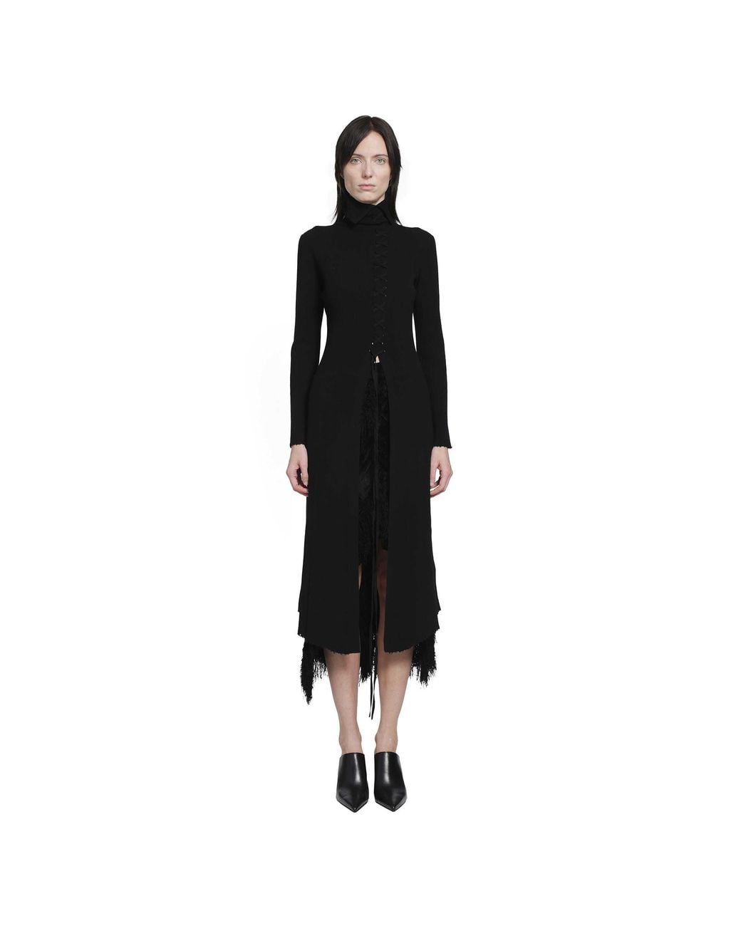 YA YI Black Braided Wool Dress