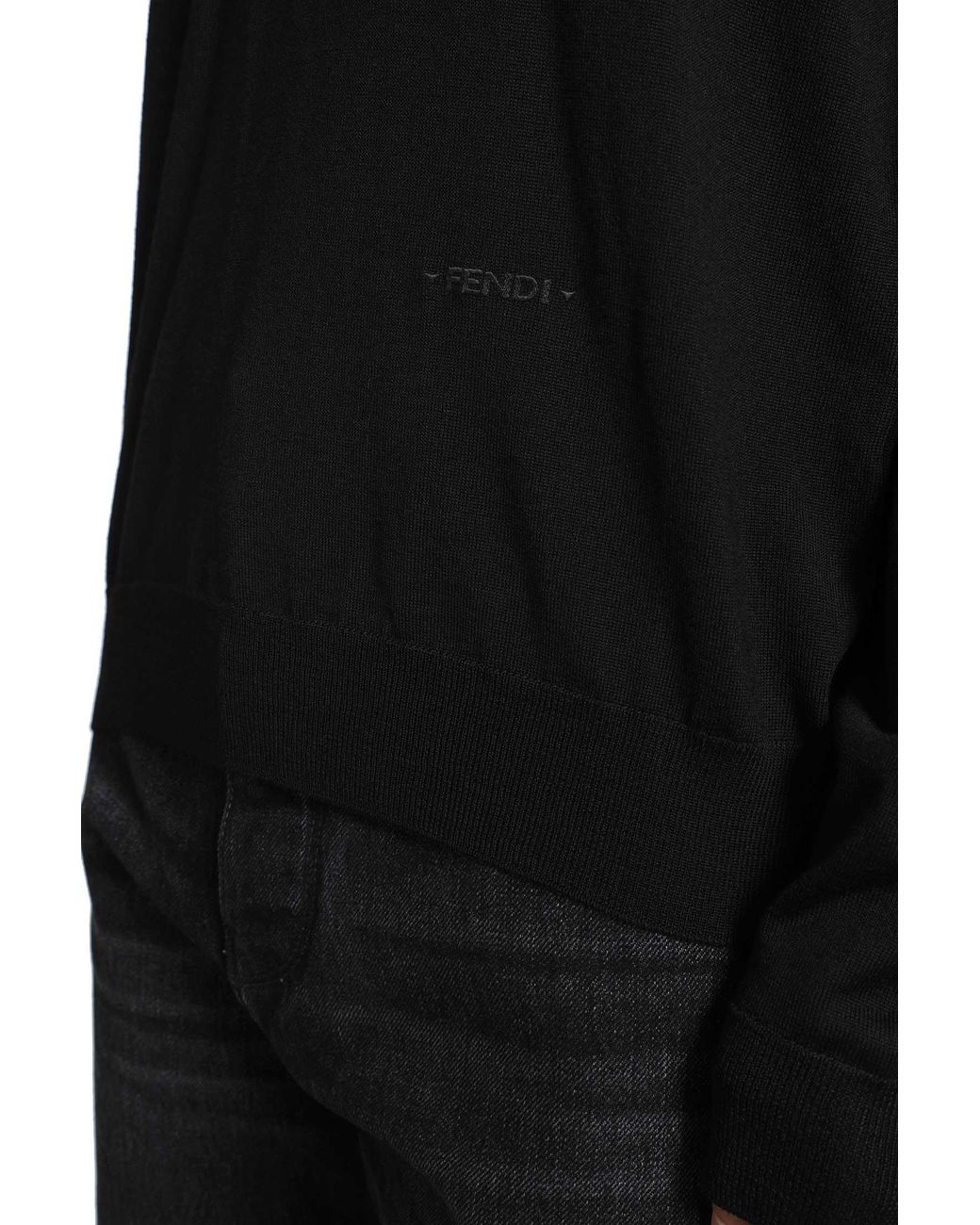 Fendi Black Wool V-Neck Sweater for men