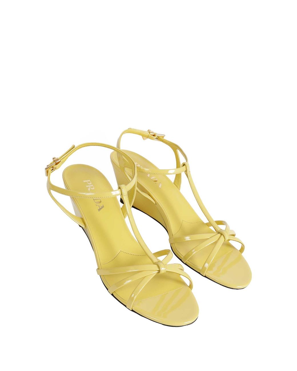Prada Metallic Patent Leather Sandals