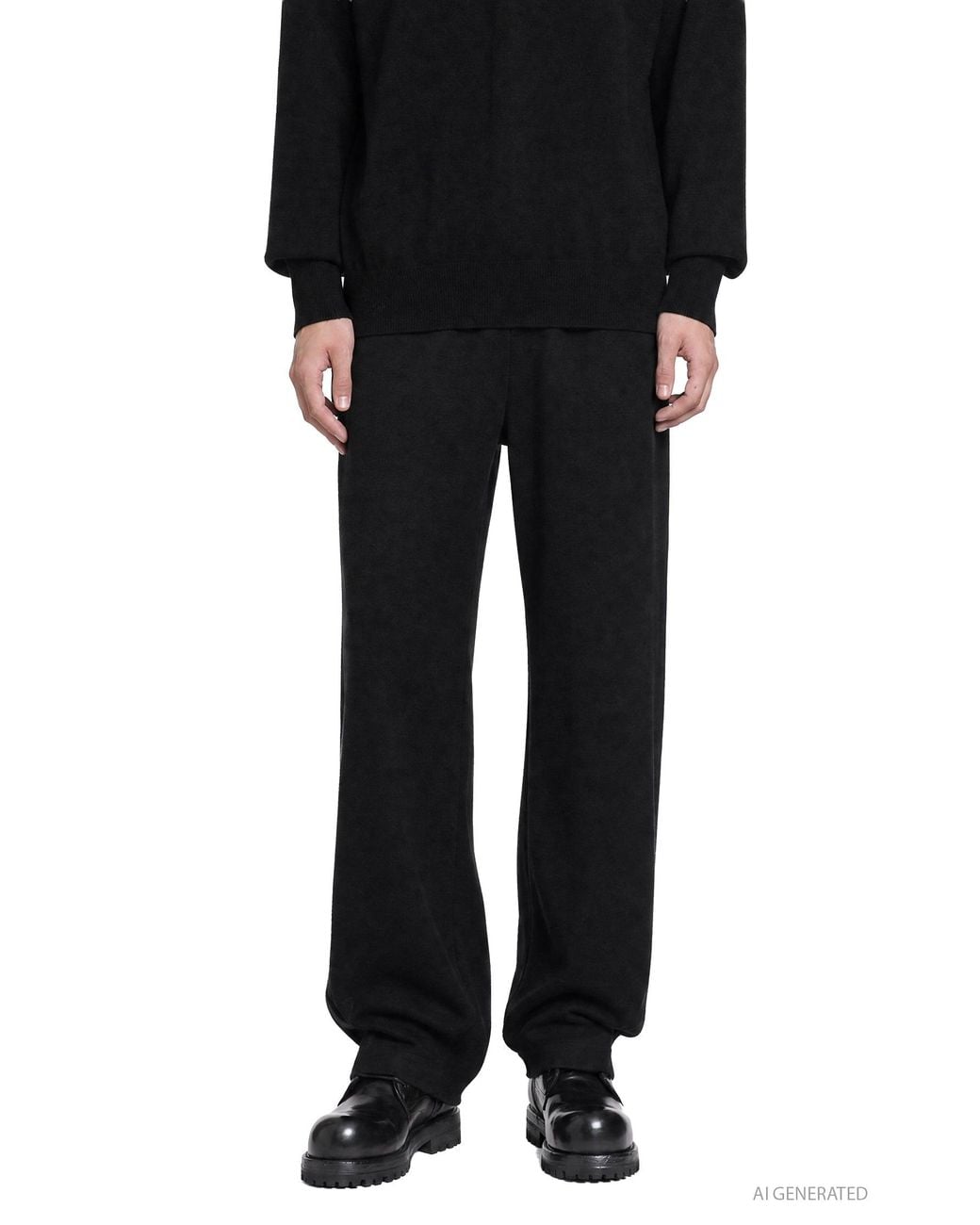 Ssstein Black Fleece Twist Pants for men