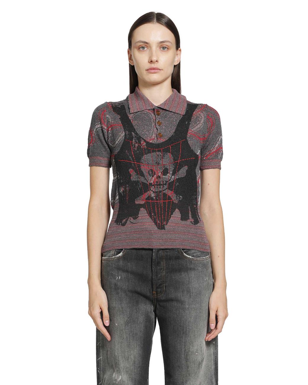 Vivienne Westwood Black Trompe L'Oeil Knit Polo Shirt