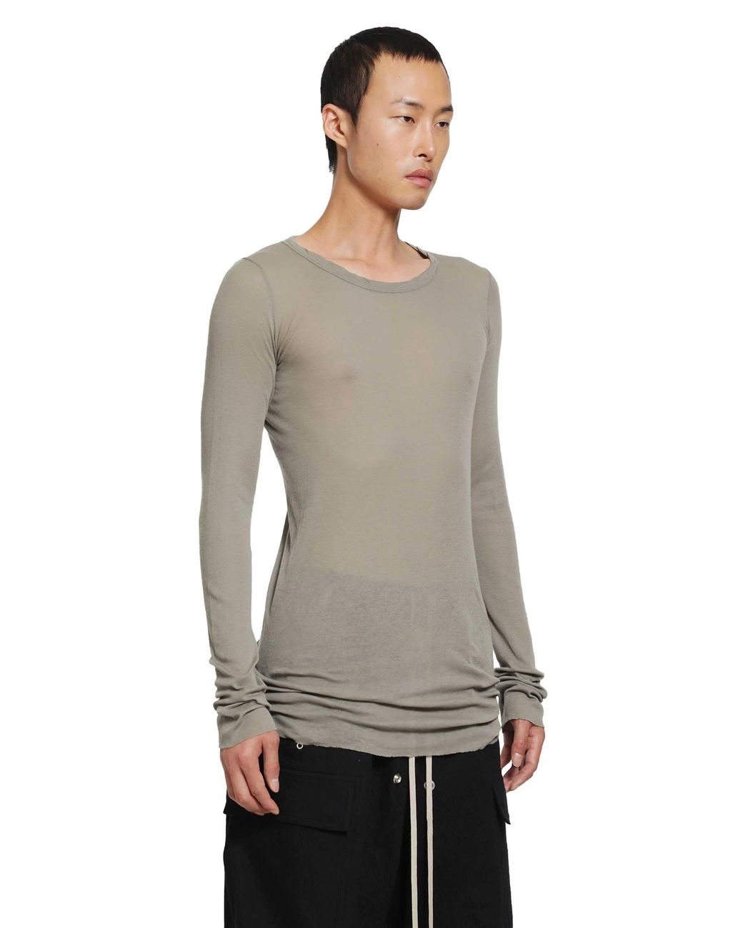 Rick Owens Gray Tower Rib Ls T for men