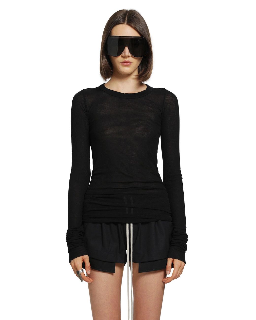 Rick Owens Black Tower Rib Ls T
