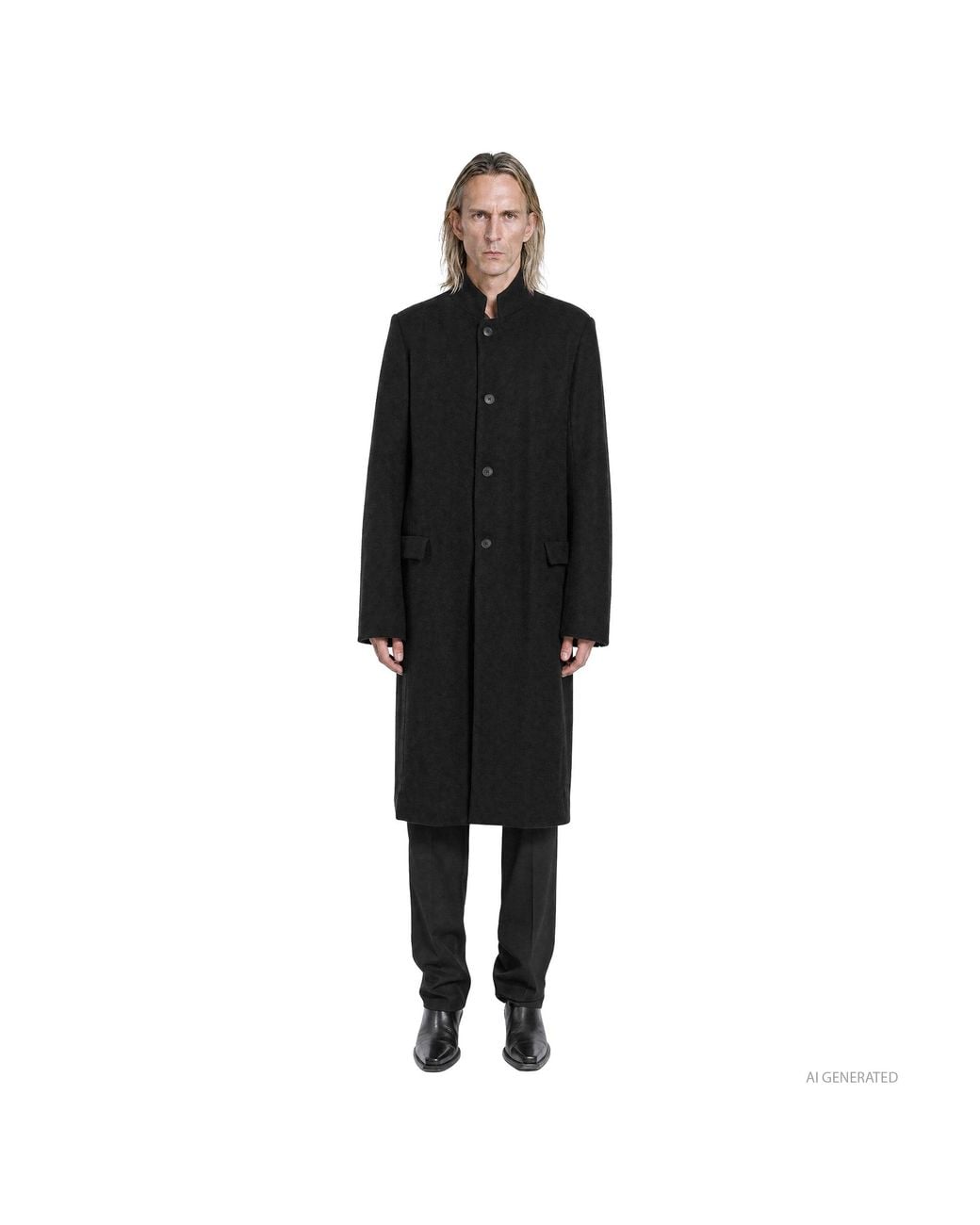 Nicolo' Ceschi Berrini Black Diagonal Double Cashmere Coat for men