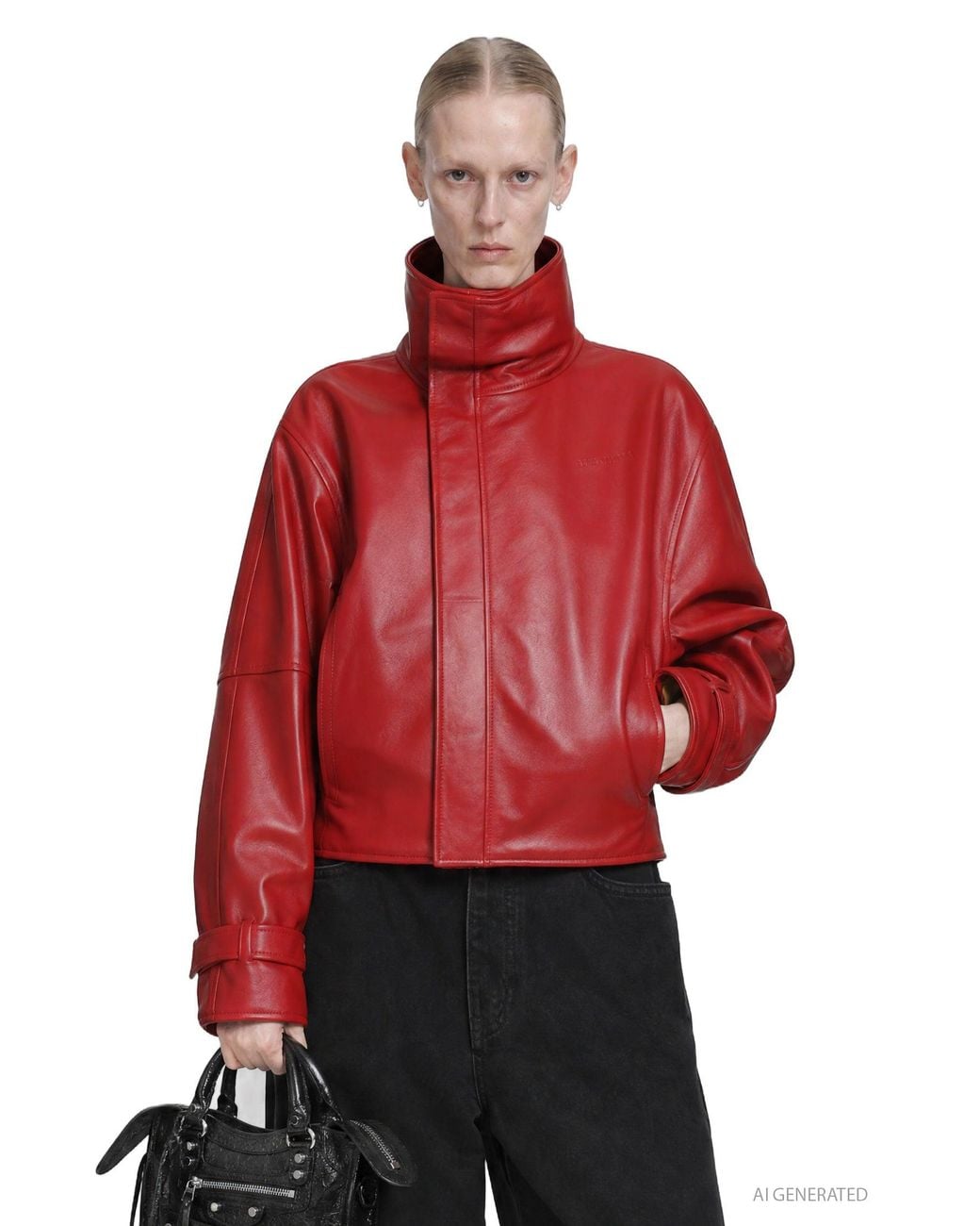 Balenciaga Red Big Collar Jacket
