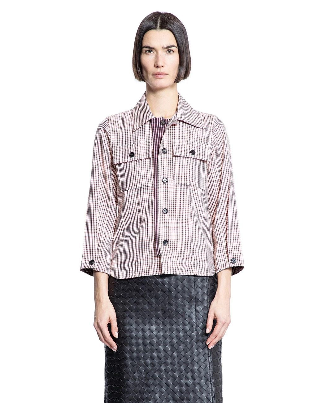 Bottega Veneta Purple Check Viscose Shirt
