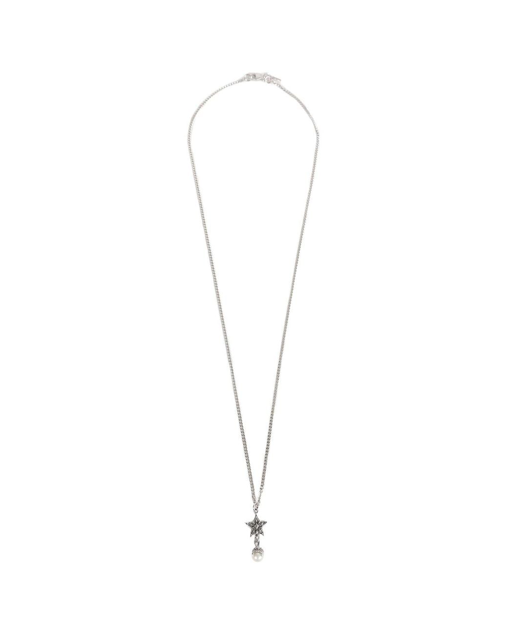 Emanuele Bicocchi Metallic Stella Notre Dame Pearl Necklace for men