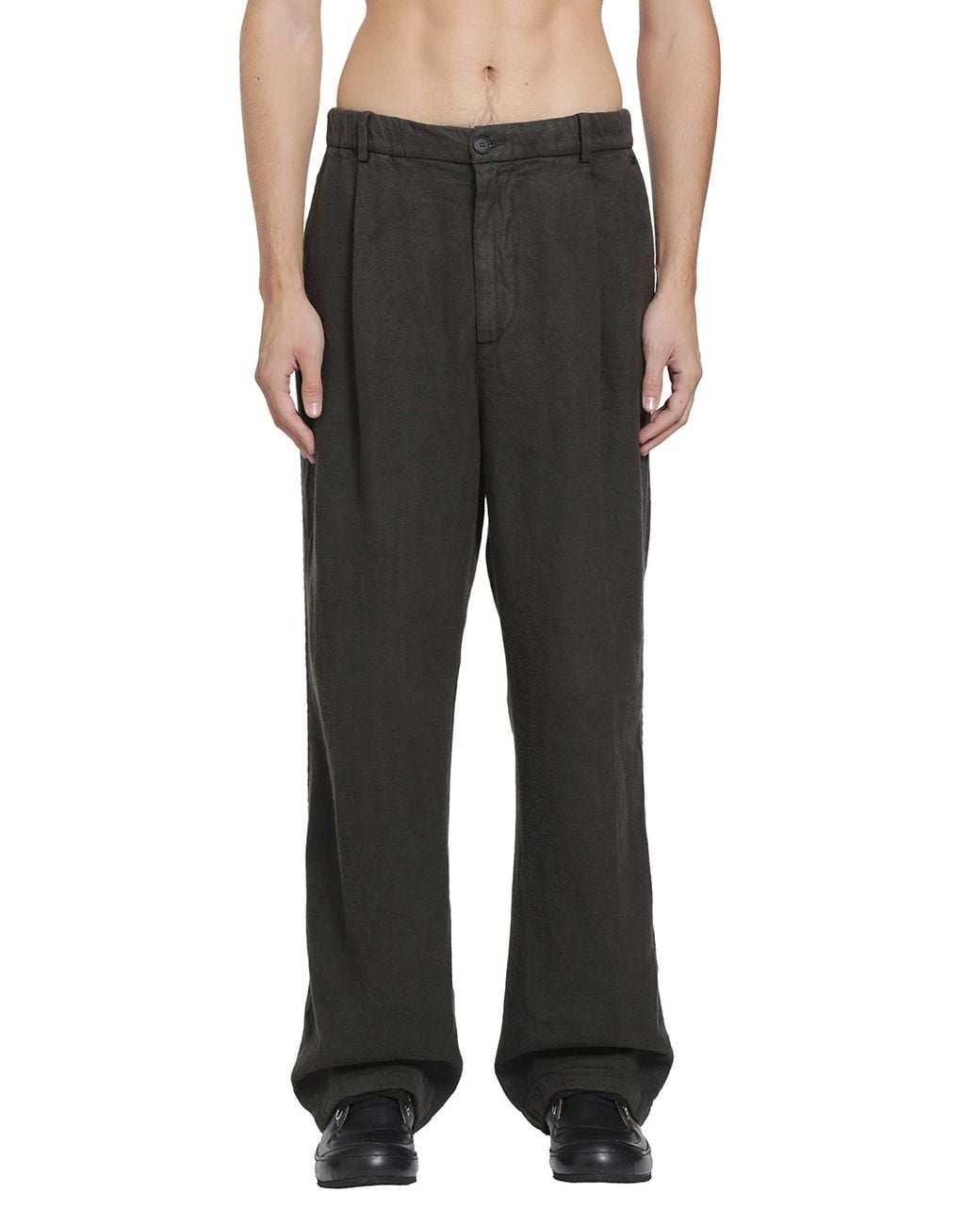 Massimo Osti Studio Black Brushed Linen Pants for men