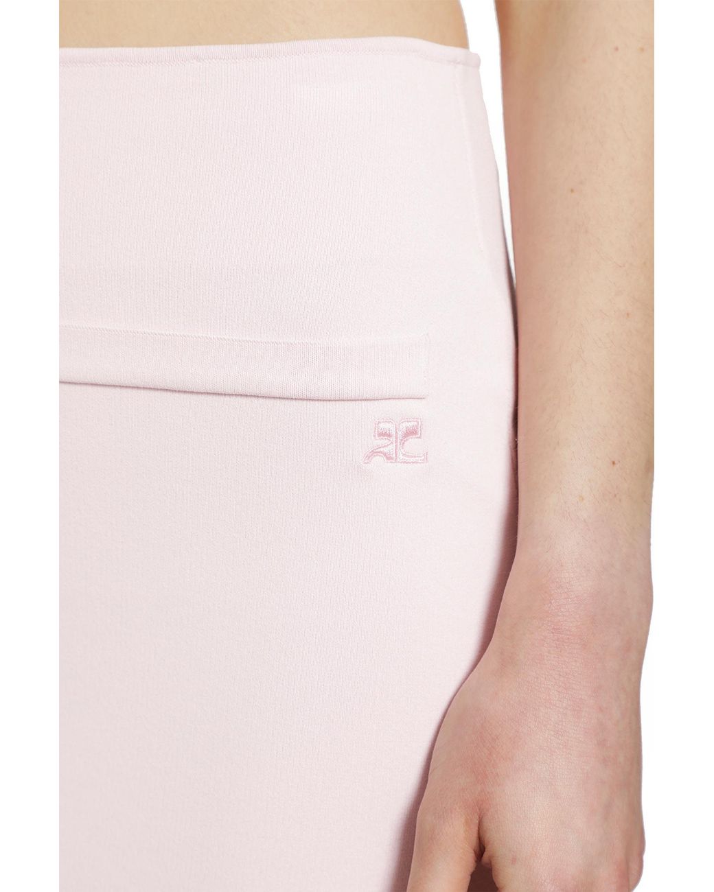 Courreges Pink Circle Edged Long Knit Skirt