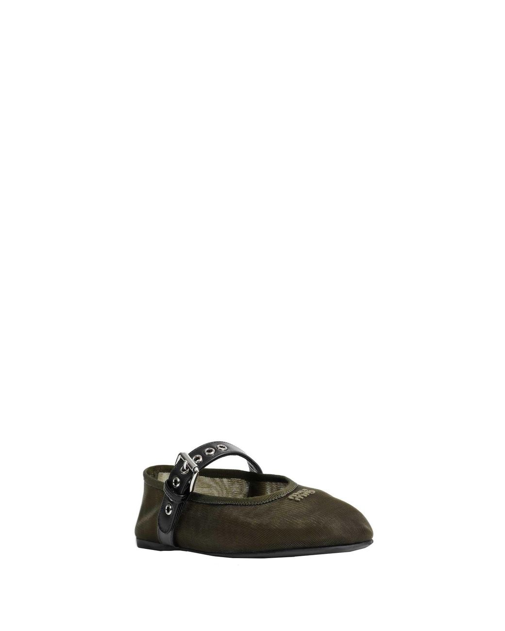Miu Miu Black Mesh Fabric Ballerinas