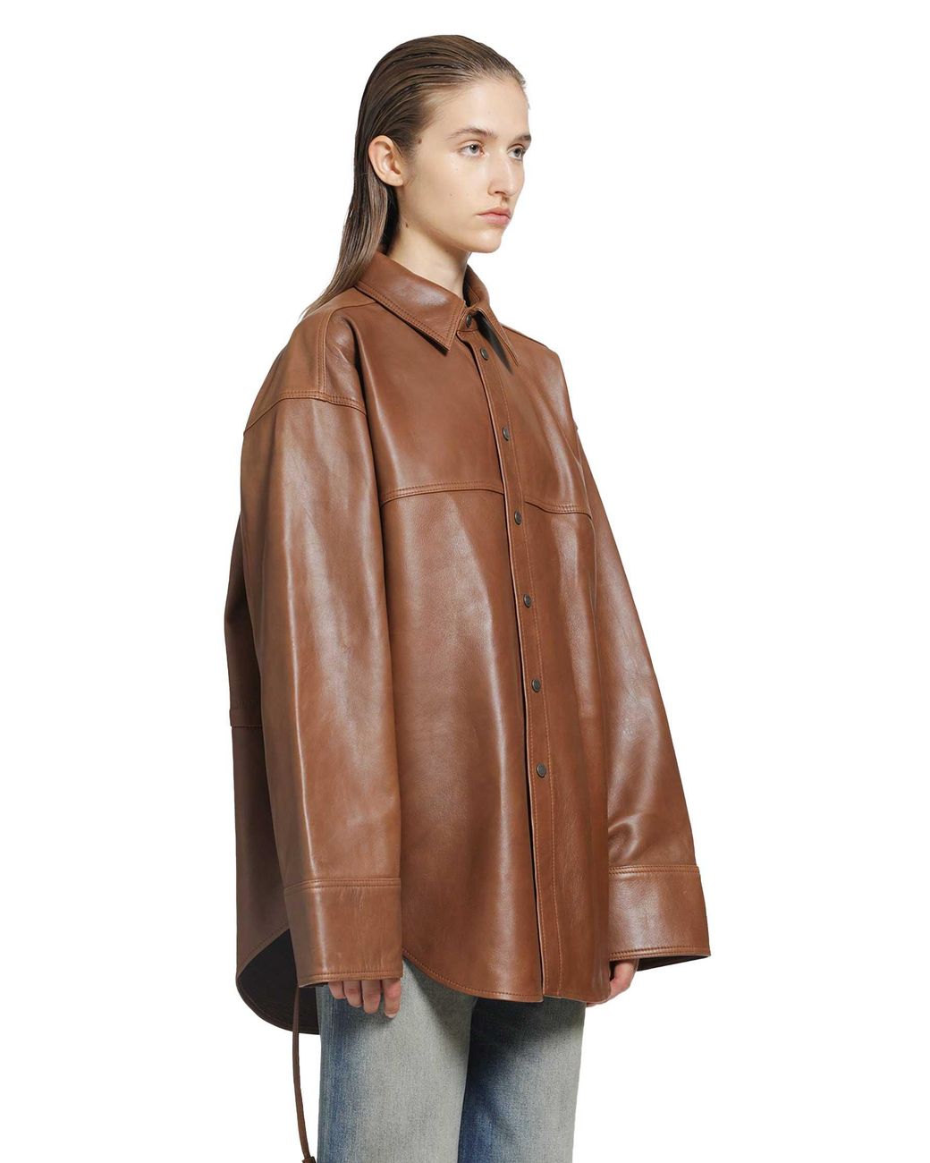 Haikure Brown Victoria Silky Leather Shirt