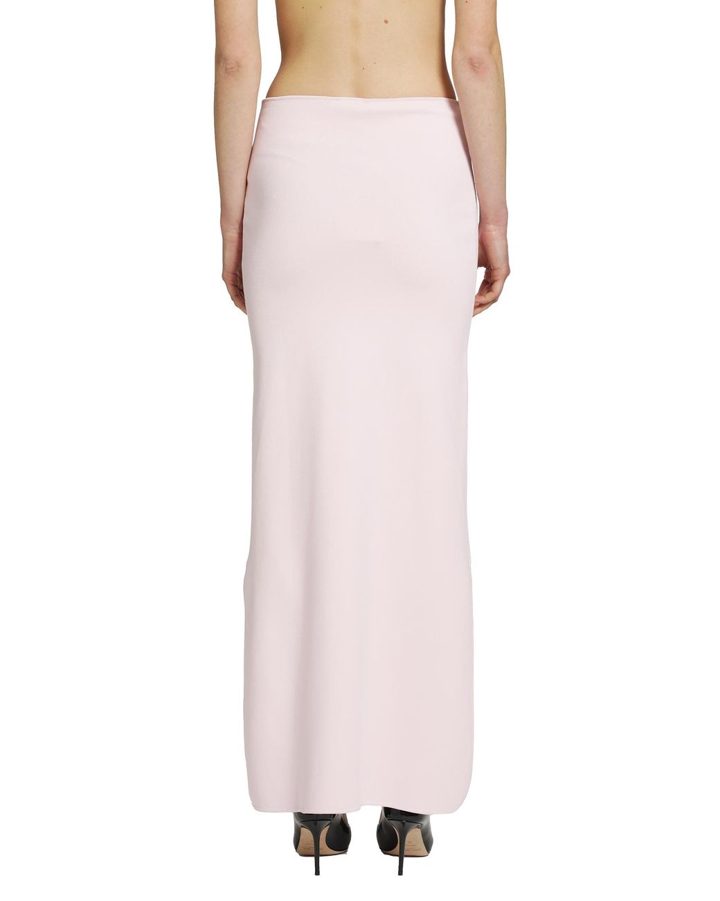 Courreges Pink Circle Edged Long Knit Skirt