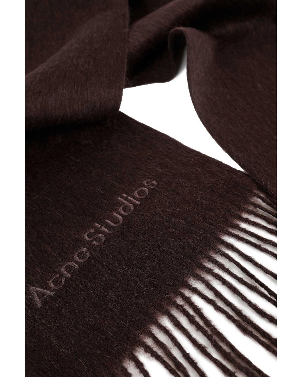 Acne Brown Alpaca Wool Logo Scarf for men