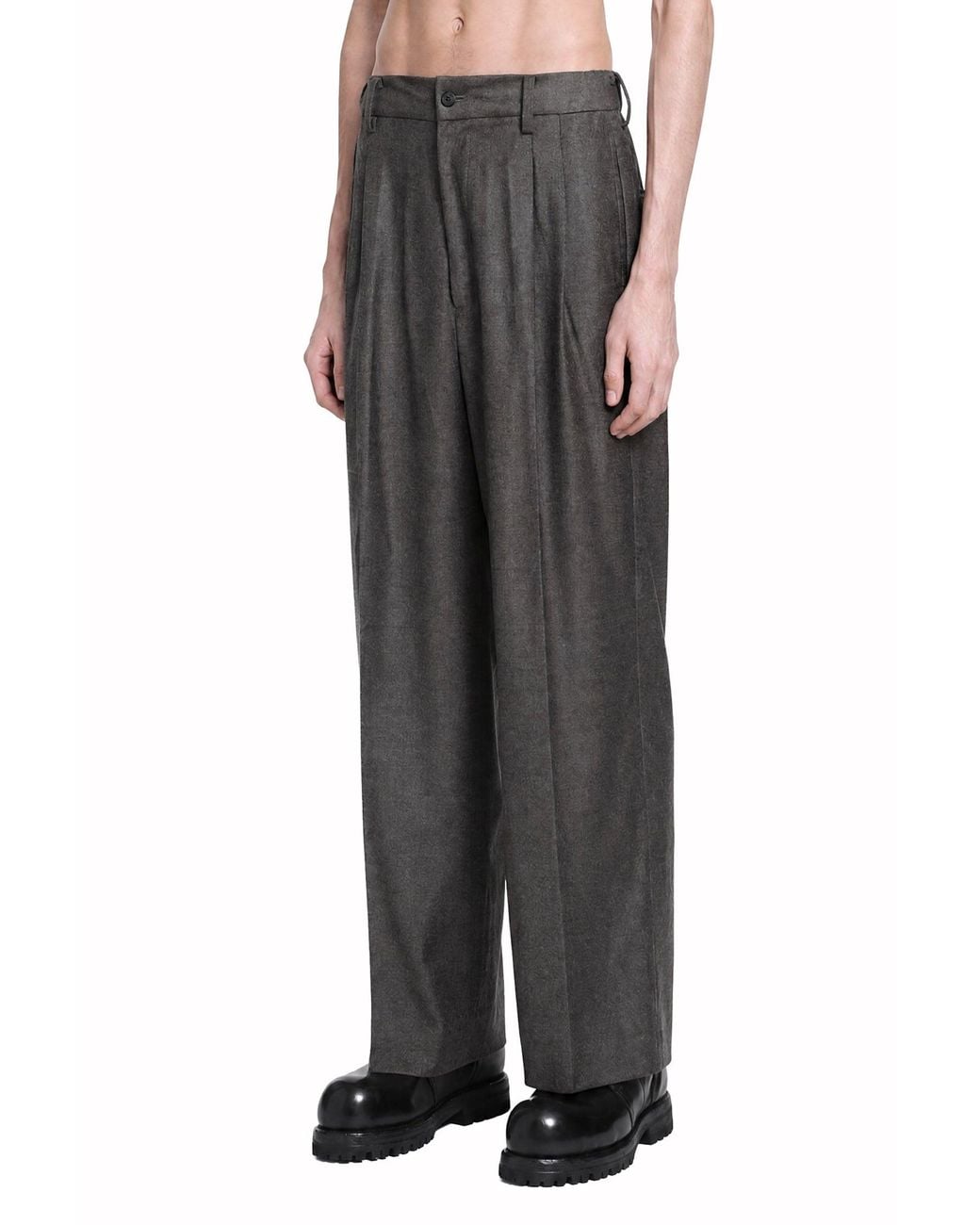 Ssstein Gray Extra Fine Wool Wide Trousers for men