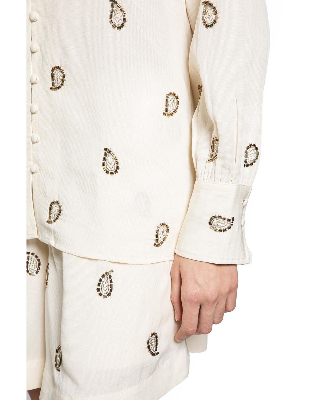 Polo Ralph Lauren White Beaded Paisley Top