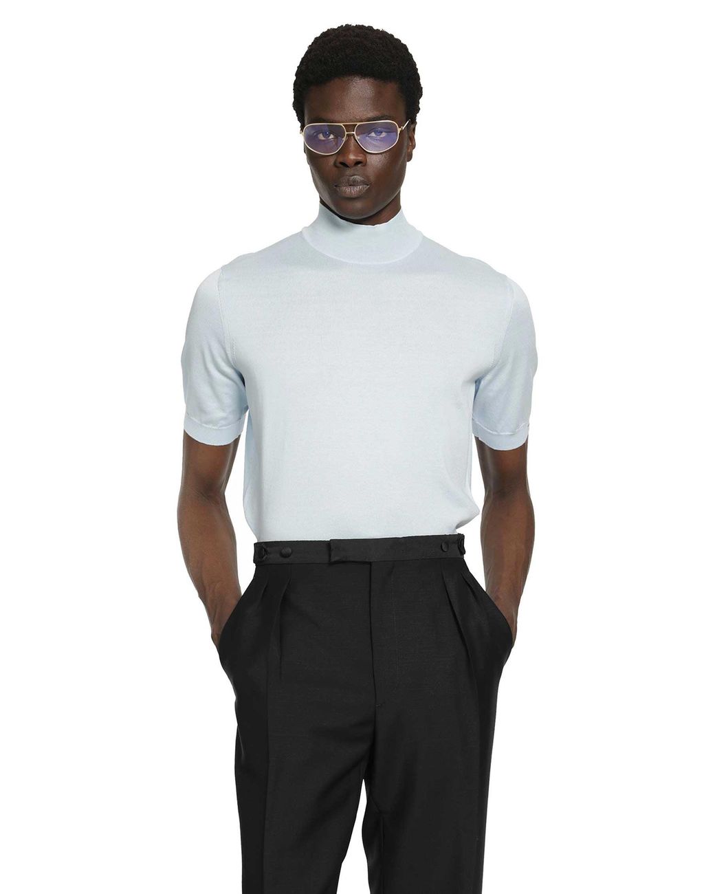 Prada White Short Sleeve Cotton Sweater for men