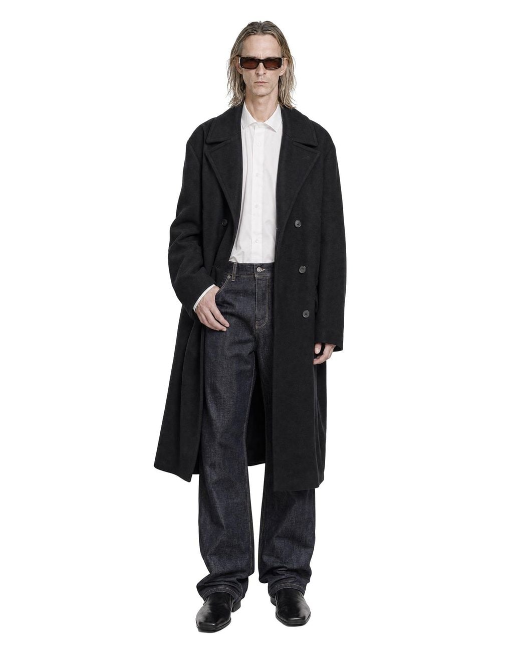 Fendi Black Wool Angora Double-Breasted Coat for men