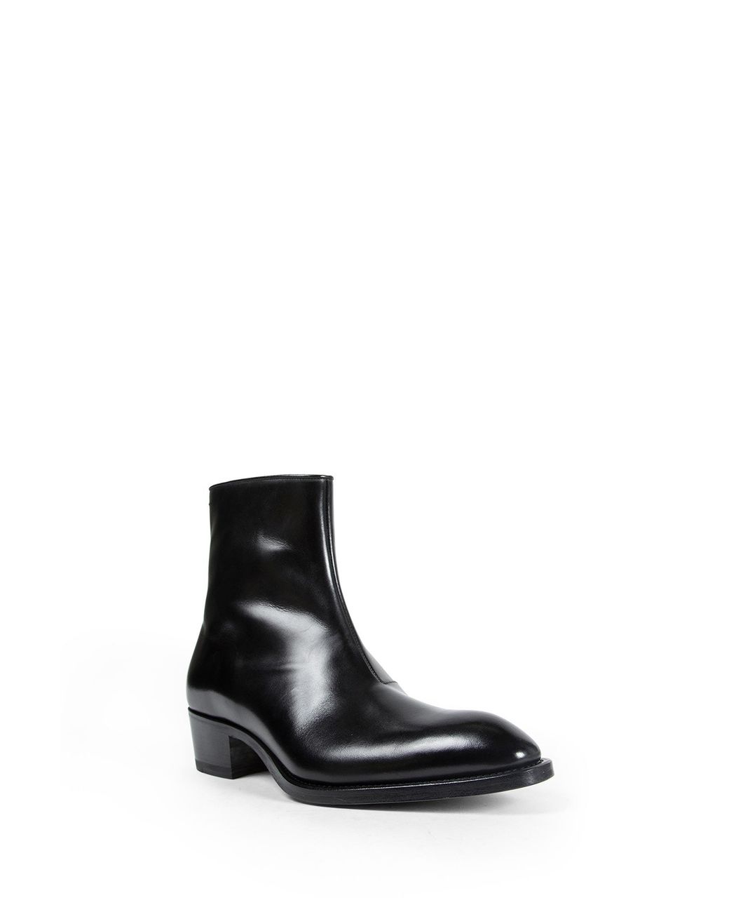 Tom Ford Black Burnished Leather Vincent Ankle Boots for men