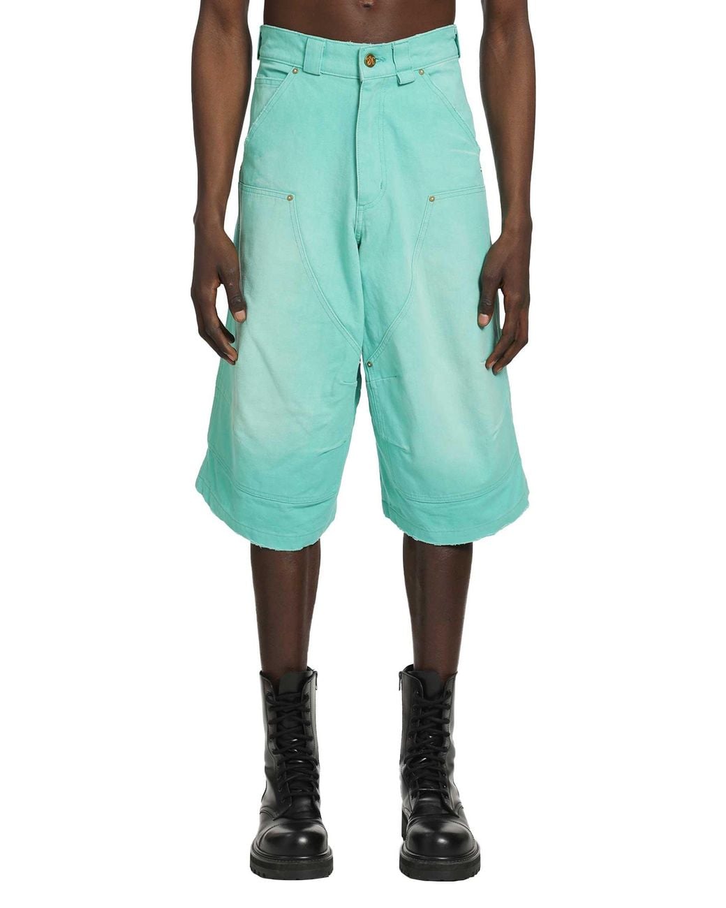 Willy Chavarria Green Stockton Double Knee Shorts for men