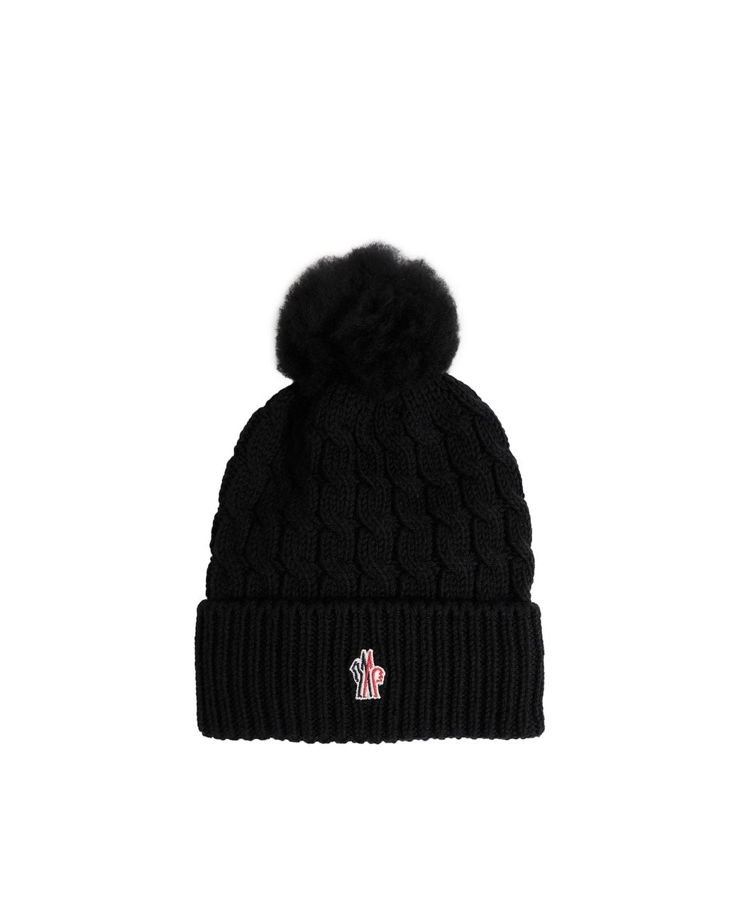Moncler Black Wool Beanie With Pom Pom