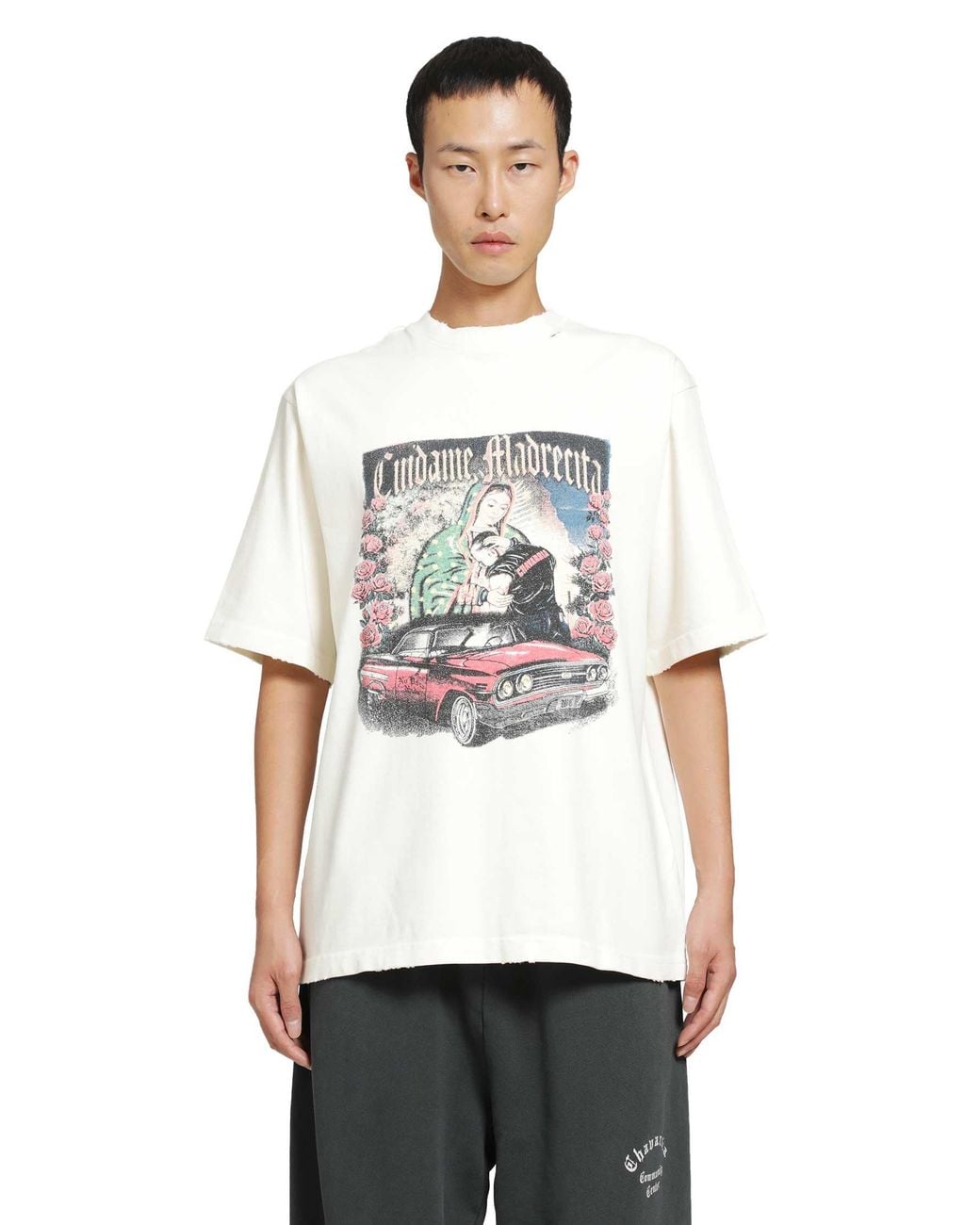 Willy Chavarria White Os Cuidame Madrecita Tee for men