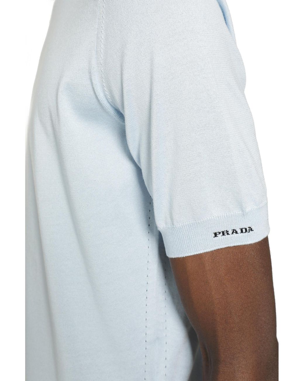 Prada White Short Sleeve Cotton Sweater for men