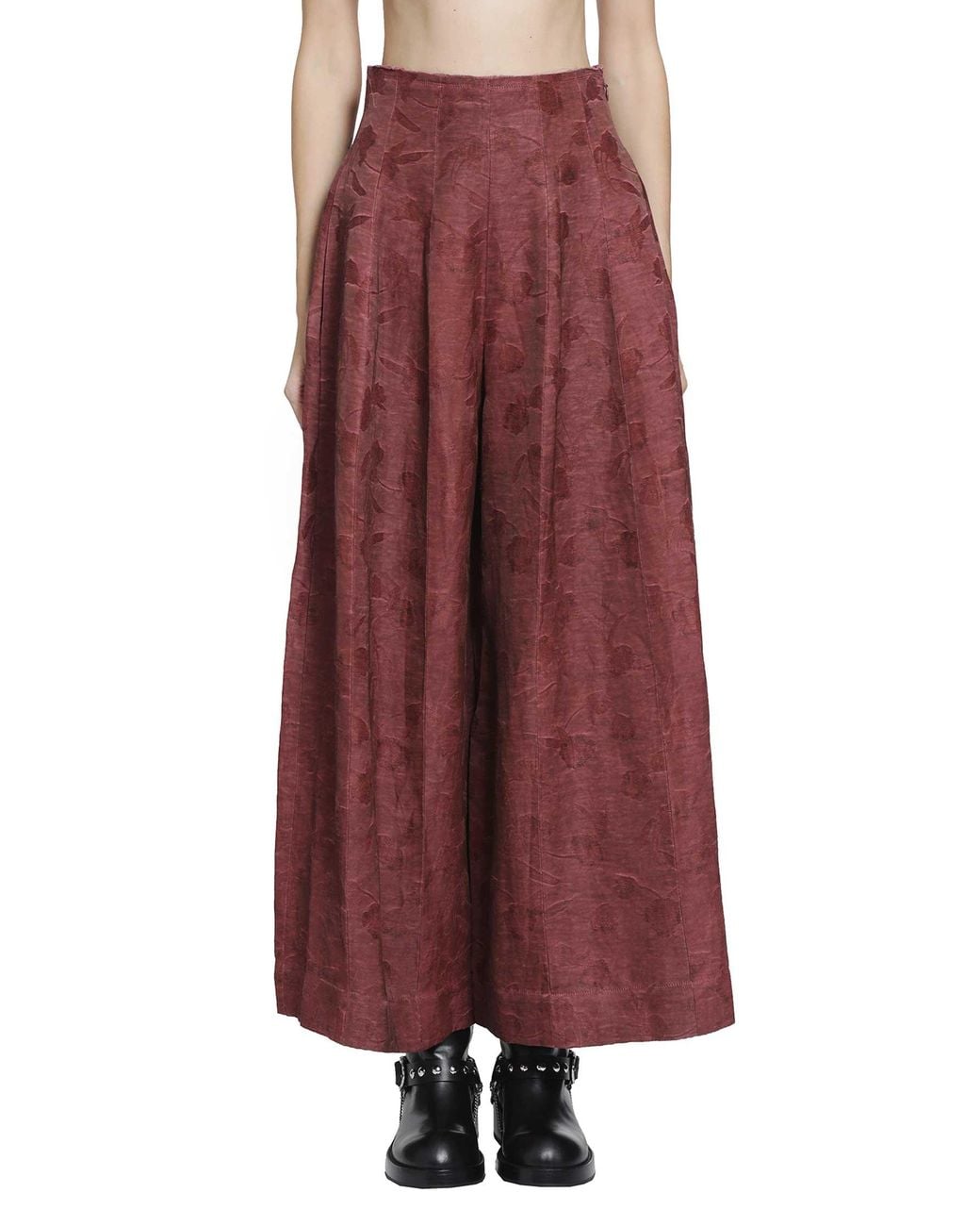 YA YI Red Floral Jacquard Corset Pants